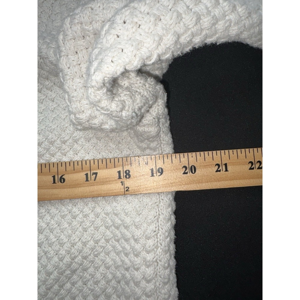 LL Bean Basket Weave Womans XL-Reg Fisherman Sweater Boat Neck Nautical Ivory - Picture 7 of 10